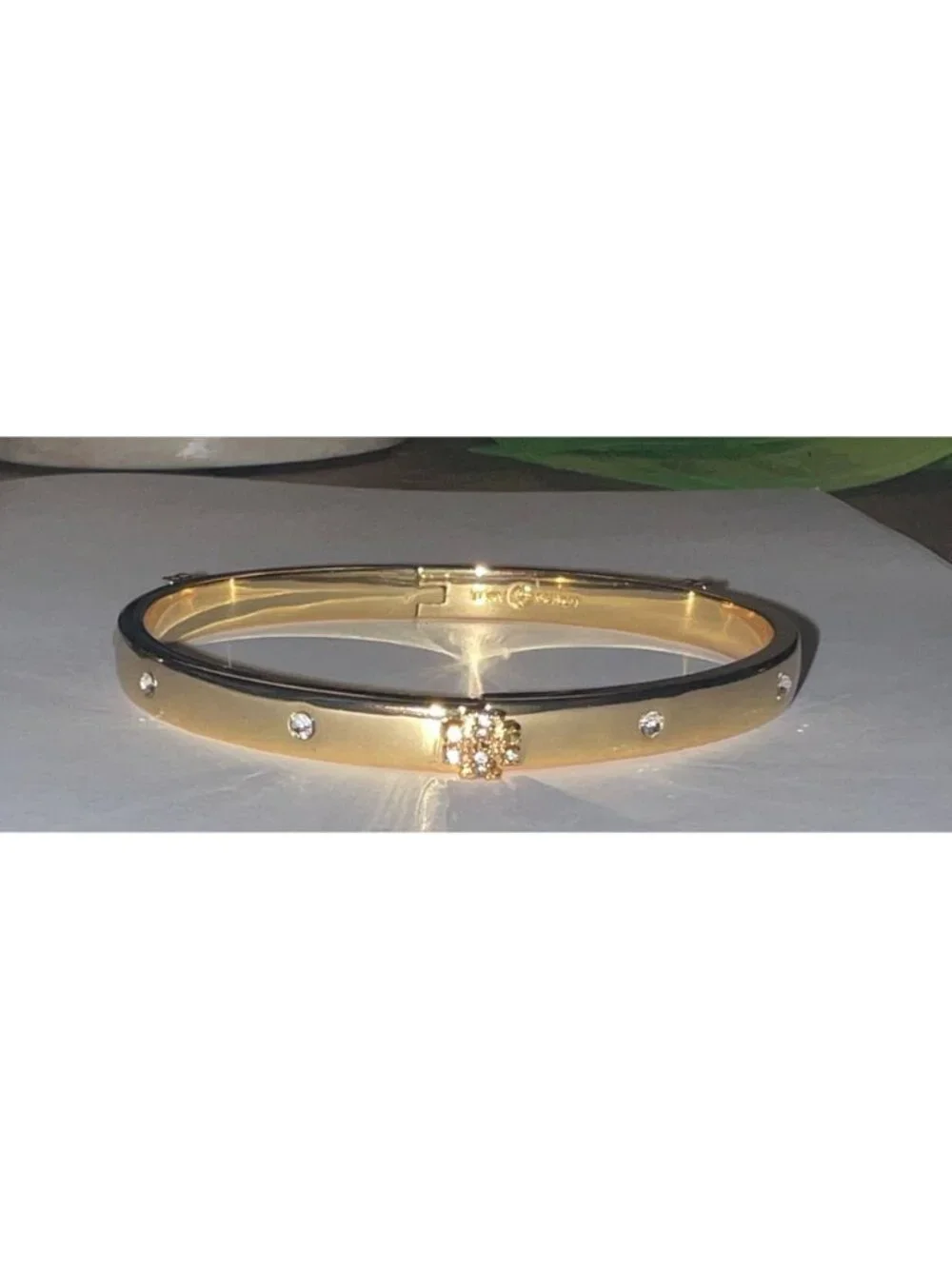 NEW! Beautiful Tory Burch Kira Gold Bangle with Crystal Accents 10168
